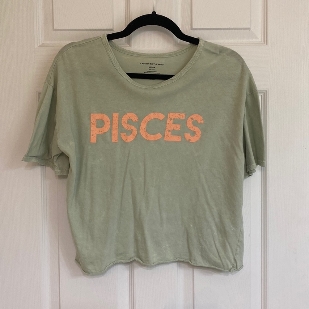 Green Distressed Pisces Tee